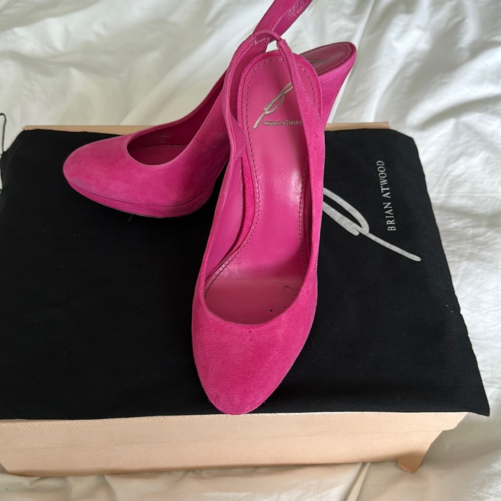 Brian Atwood hot pink sling back stilettos 👠- size 36 / 6 💕 EUC - Picture 2 of 7